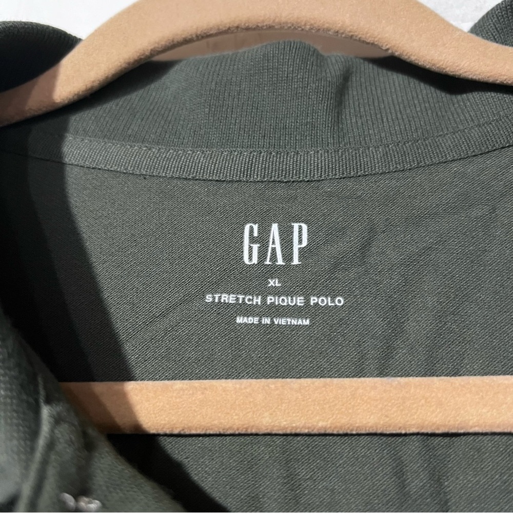 GAP Pique Polo STRETCH Green Colorblock Black Blue Mens Size XL - Picture 4 of 5